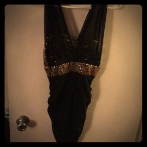 Black dress with gold accents